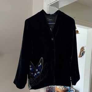 Lined, velvet Chicos blazer, beautiful butterflies, size 1